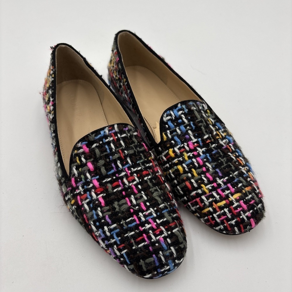 J. Crew Womens Rainbow Tweed Loafers Size 7.5 Academia Classic Casual Luxury